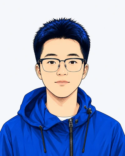 梁宇的蓝色系漫画肖像