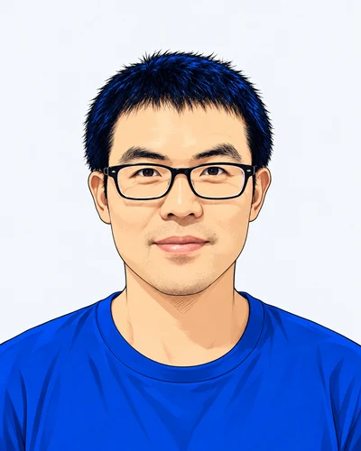 王辰的蓝色系漫画肖像